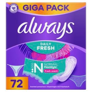 Always Daily Fresh Normal Flexistyle Slipeinlagen 72 Stück, Mit Frischduft, Flexibel, Passt Sich Allen Slipformen An