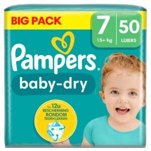Pampers Baby-Dry Große 7, 50 Windeln, 15kg+, für bis zu 100% Auslaufschutz die ganze Nacht