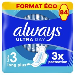 Always Ultra Damenbinden Long Plus (Große 3) mit Flügeln 84 Stück, Super Saugfähig Und Ultra Dünn, für Die Periode