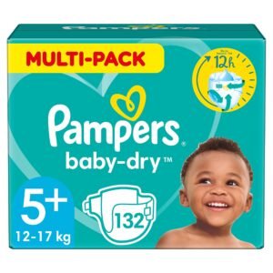 Pampers Baby Dry Gr.5+ Junior Plus 13-27kg MonatsBox, 1er Pack (1 x 132 Windeln)