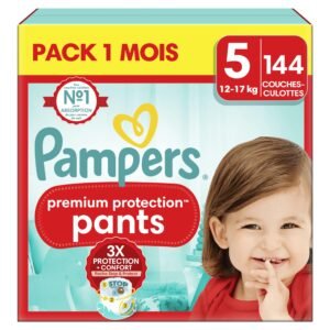 Pampers Premium Protection Pants Große 5, 144 Windeln, 11kg-17kg, Mit 360° Passform und 2x breiteren Bündchen als vorher für unseren besten Komfort & Schutz