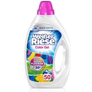 Weißer Riese Color Gel (50 Waschladungen), Color Waschmittel sorgt für strahlend saubere Wäsche & wirkt riesig stark gegen Flecken, Kalt-Aktiv schon ab 20° C, 100% recycelbar*