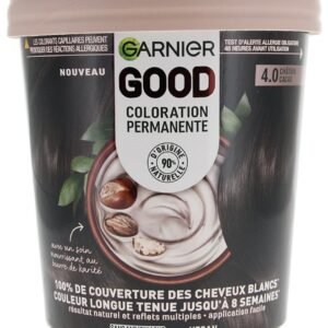 Garnier - Permanente Haarfarbe - ohne Ammoniak - 90% natürliche Inhaltsstoffe - Sheabutter - 100% Abdeckung für weißes Haar - GOOD Kastanienbraun Kakao 4.0