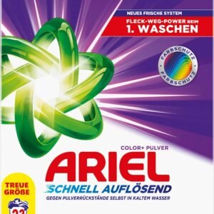 Ariel Waschpulver 1.265kg, 23 Waschladungen, Color+, Schnelle rückstandsfreie Auflösung, selbst bei niedrigen Temperaturen