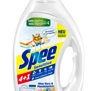 Spee Sensitive Waschmittel 4 + 1 (22 Waschladungen), Vollwaschmittel mit 4 + 1 Formel vereint Reinheit, Strahlkraft, Frische & Nachhaltigkeit, 20° - 95° C