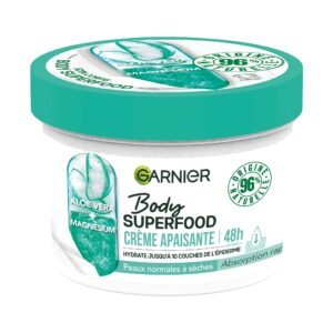 Garnier - Body Superfood - Beruhigende Körperpflegecreme - 48h Flüssigkeitszufuhr - Vegane und zu 96% natürliche Formel - Mit Aloe Vera und Magnesium - Für normale bis trockene Haut - 380 ml