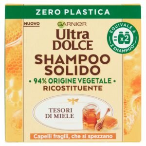 Garnier Ultra Dolce Shampoo Solide Schätze von Honig, für sprödes Haar, 100% umweltfreundlich, kunststofffrei, 60 g