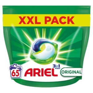 Ariel 3in1 PODS, Flüssigwaschmittel-Kapseln 65 Waschgänge, Original, schnell löslich, einwandfreie Kälte und kurzer Zyklus