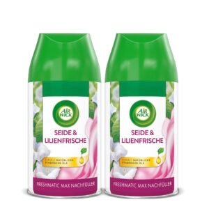 Air Wick Freshmatic Max Raumspray DUO - Nachfüller für den Air Wick Freshmatic Max - Duft: Seide und Lilienfrische - 2 x 250 ml Nachfüller
