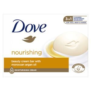 Dove Waschstück Nourishing Cream Bar mit 1/4 Feuchtigkeitscreme und marokkanischem Arganöl für weiche und geschmeidige Haut 90 g