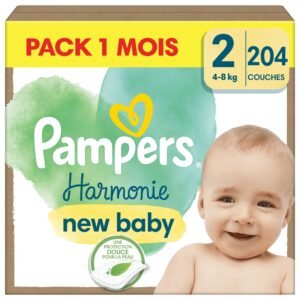 Pampers Harmonie Windeln Große 2, 204 Windeln, 4kg-8kg, sanfter Hautschutz mit 100Prozent Pampers Schutz
