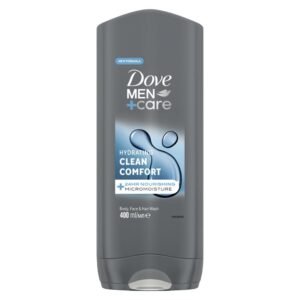 Dove, Dove Men+Care Clean Comfort, 3-in-1 Feuchtigkeitsspendender Körper, Gesicht und Haar, mit MicroMoisture-Technologie, spendet 24 Stunden Feuchtigkeitsaufnahme, 400 ml