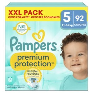 Pampers Premium Protection Große 5, x92 Windeln, 11 kg-16 kg, doppelter Schutz für Haut und gegen Auslaufen