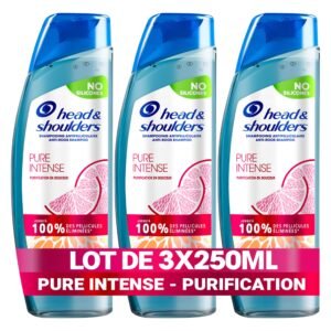 Head & Shoulders Pure Intense Purification En Sanft Anti-Schuppen-Shampoo, 3 x 250 ml, Zitrusfrüchte, für fettige Kopfhaut, bis zu 100% der Schuppen