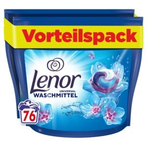 LENOR PODS Universal Waschkapseln Vollwaschmittel 76 Waschladungen, Aprilfrisch, Langanhaltende Frische Und Geruchsentfernung Bei Kaltwäsche