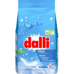 dalli med Vollwaschmittel-Pulver I 18 Waschladungen I speziell geeignet bei Allergien und empfindlicher Haut | weiße Wäsche | 1,215 kg