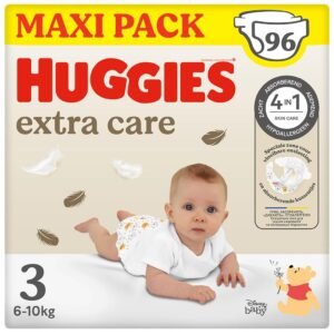 Huggies Extra Care Windeln, Größe 3 (4-9 kg), Packung mit 96 Stück