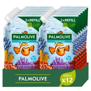 Palmolive Eco Nachfüllpackung Handseife Aquarium 12 x 500ml I Schutz vor Bakterien I Vegan | Inhaltsstoffe 96% natürlichen Ursprungs* Dermatologisch getestet