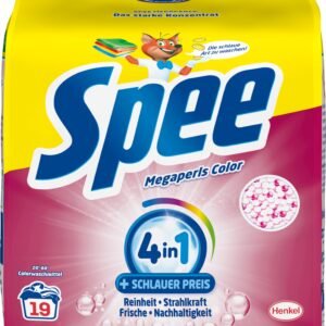 Spee Megaperls Color Waschpulver (19 Waschladungen), Colorwaschmittel mit 4 + 1 Formel vereint Reinheit, Strahlkraft, Frische & Nachhaltigkeit, effektiv von 20 °C bis 60 °C