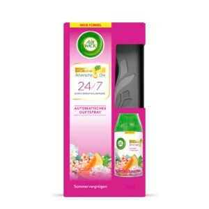 Air Wick Freshmatic Max - Starter-Set mit Gerät und 1 Nachfüller - Batteriebetrieben - Duft: Sommervergnügen - 1 x 250 ml Nachfüller + Gerät in Schwarz