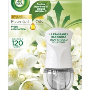 Airwick Elektrischer Diffusor mit ätherischen Ölen, 1 Diffusor + Nachfüllpackung, Raumduft, Frischer und Jasmin