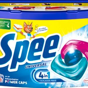 Spee Power Caps Universal 4 + 1 (18 Waschladungen), Vollwaschmittel für helle und weiße Wäsche, vordosiertes Waschmittel vereint Reinheit, Strahlkraft, Frische & Nachhaltigkeit