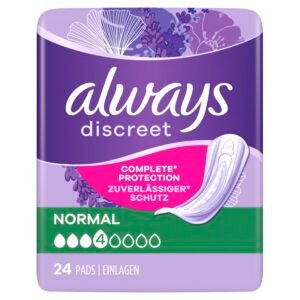 Always Discreet Inkontinenzeinlagen Normal, 96 Binden (4 x 24 Stück) Monatspaket, diskreter Schutz & hohe Saugstärke, geruchsneutralisierend (Verpackung kann variieren)