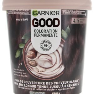 Garnier - Permanente Haarfarbe - ohne Ammoniak - 90% natürliche Inhaltsstoffe - Sheabutter - 100% Abdeckung für weißes Haar - GOOD Eisbraun 4.15