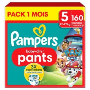 Pampers Baby-Dry Pants Paw Patrol Edition Große 5, 160 Windeln, 11kg-17kg, 360° Passform hilft, Auslaufen zu verhindern