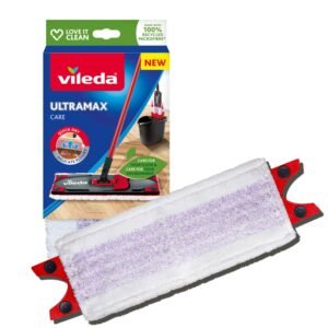 Vileda Ultramax Care Bodenwischer Ersatzbezug, Bodenreinigung, Wischmopp Bezug, Für empfindliche Böden, 100 Prozent recycelte Mikrofaser, Schnell getrockneter Boden, 1er Pack