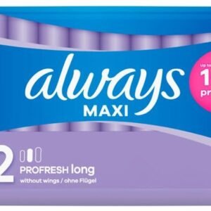 Always Maxi Profresh Long Binden (Große 2) 14 Stück, Bis zu 100% Schutz, schließt Gerüche ein, einzeln verpackt