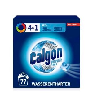 Calgon 4-in-1 Power Tabs  Wasserenthärter gegen Kalkablagerungen, Schmutz und Korrosion in der Waschmaschine  Beugt unangenehmen Gerüchen vor  1 x 77 Tabs