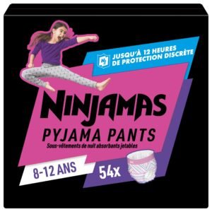 Ninjamas Pyjama Pants Herzen, 54 absorbierende Nachthöschen, 8 Jahre, 27kg-43kg, Auslaufschutz für die ganze Nacht