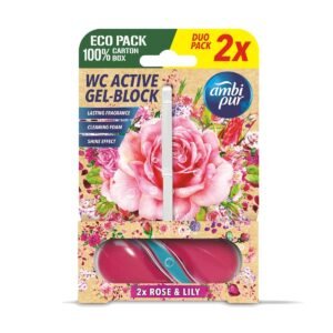 Ambi Pur WC Active Gel-Block 2x45g Rose & Lily - WC Duft (1er Pack)
