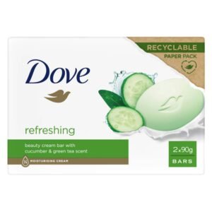 Dove Beauty Cream Bar Gurke und grüner Tee, erfrischende Seife, 2 x 90 cm, 1 Stück