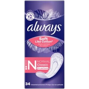 Always Dailies Soft like Cotton Normale Slipeinlagen, 80 g, weiß, 34 Slipeinlagen