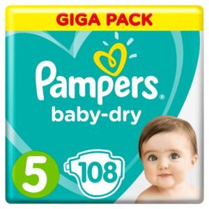Pampers Baby-Dry, Große 5, 11-23 kg, Mega Plus Pack, 108 Stück
