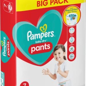 Pampers Windeln Pants Größe 7 (17kg+) Baby-Dry, Extra Large, 40 Höschenwindeln, BIG PACK, mit Stop- und Schutz Täschchen