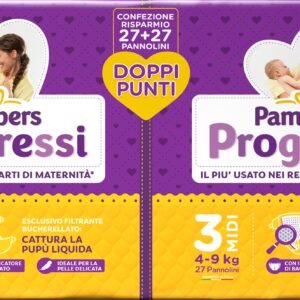 Pampers Progressi Midi, Doppelpack, Größe 3 (4-9 kg), 54 Windeln