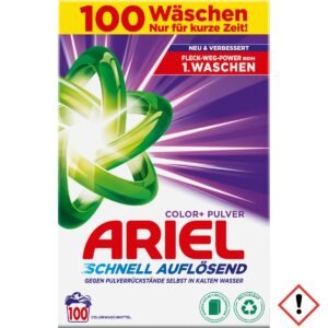 Ariel Color+ Pulverwaschmittel, Colorwaschmittel, 6 kg, 100 Waschladungen, Farbschutz
