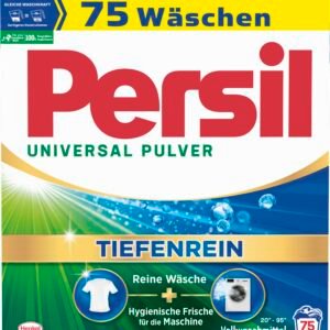 Persil Universal Pulver Tiefenrein Waschmittel (75 Waschladungen), Vollwaschmittel für reine Wäsche und hygienische Frische für die Maschine, effektiv von 20 °C bis 95 °C