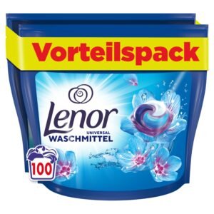 LENOR PODS Universal Waschkapseln Vollwaschmittel 100 Waschladungen, Aprilfrisch, Langanhaltende Frische Und Geruchsentfernung Bei Kaltwäsche