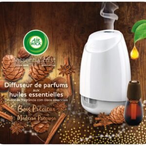 Air Wick Diffusor für ätherische Öle Essential Mist Edition Limitierte Edition + 1 Nachfüllpack Edelholz 20 ml