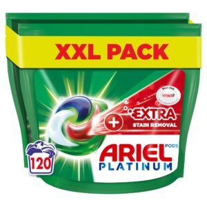 Ariel All-in-1 PODS Waschflüssigkeit Waschmittel Tabletten/Kapseln 120 Waschgänge (60 x 2) Extra Fleckenentfernung für zusätzliche Hygiene