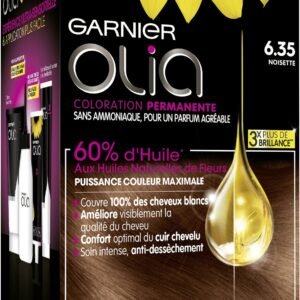 Garnier Olia permanente Haarfarbe, ohne Ammoniak, mit natürlichen Blumenölen - Haselnuss (6.35) - Olia