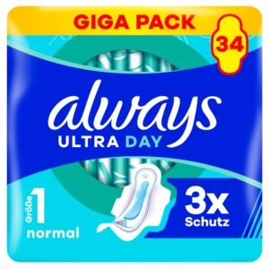 Always Ultra Day Damenbinden Normal (Größe 1) Mit Flügeln 34 Stück, Super Saugfähig Und Ultra Dünn, Für Die Periode