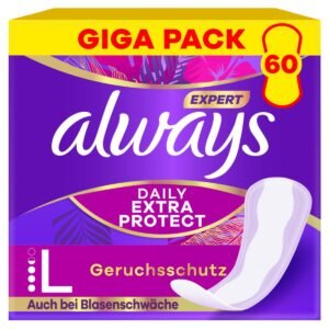 Always Expert Daily Extra Protection Long Slipeinlagen 60 Stück, Geruchsneutralisierend, Auch Bei Ersten Anzeichen Von Blasenschwäche