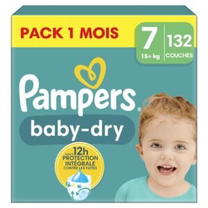 Pampers Baby-Dry Große 7, 132 Windeln, 15kg+, Bis zu 100% Auslaufschutz & Komfort die ganze Nacht