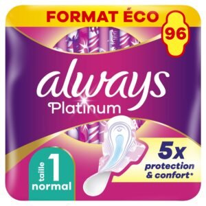 Always Platinum Damenbinden mit Flügeln, Normal Plus, leichter bis mittlerer Fluss, öko-Format, 94 einzelne Taschen (4x24), 5 Komfortgroßen