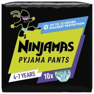 Ninjamas Pyjama Pants Raumschiff, 10 absorbierende Nachthöschen, 7 Jahre, 17kg-30kg, Auslaufschutz für die ganze Nacht